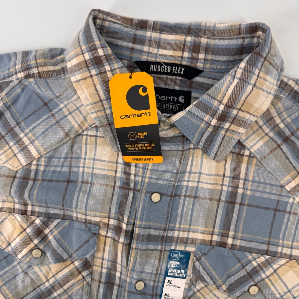 Carhartt Plaid Shirt Mens XL Blue Montana Bozeman Rugged Flex TW7284-M